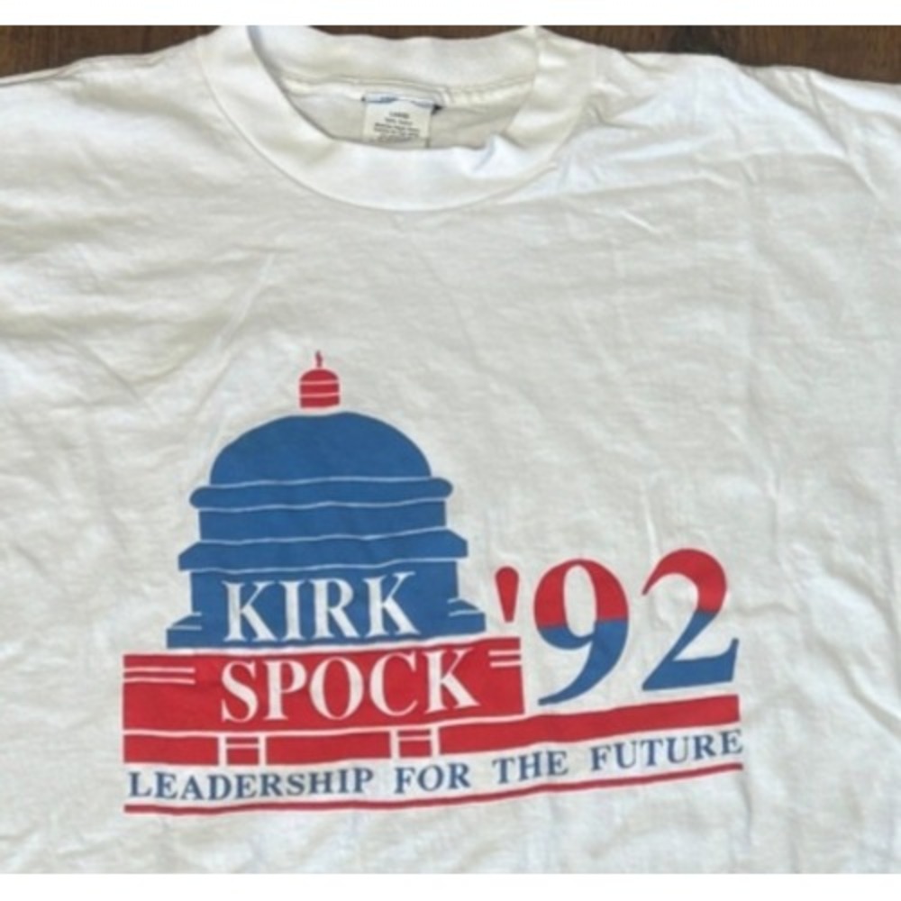 Vintage 1992 Single Stitch Election‎ Parody Shirt Large Kirk Spock Star Trek